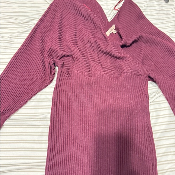 Women Knitted V Neck Long Sleeve Bodycon Jumper Sweater Dress Party Short Dress - Picture 5 of 8